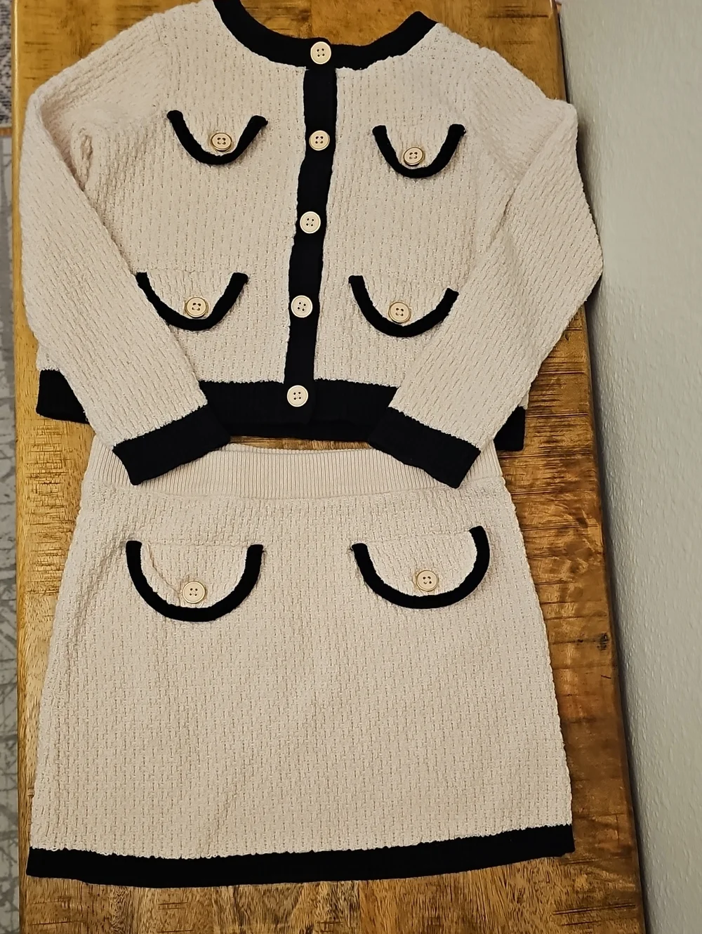 Gymboree Cream Knit Two-Piece Set with Black Trim